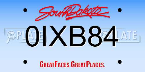 0IXB84 South Dakota License Plate