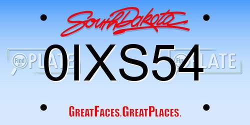 0IXS54 South Dakota License Plate