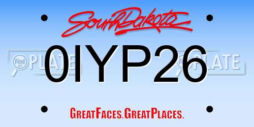 0IYP26 South Dakota License Plate