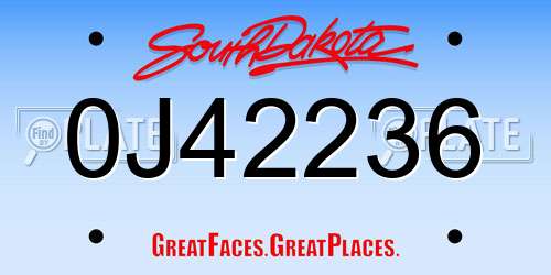 0J42236 South Dakota License Plate