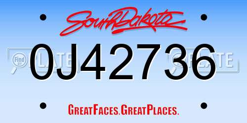 0J42736 South Dakota License Plate