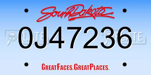 0J47236 South Dakota License Plate