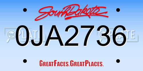 0JA2736 South Dakota License Plate