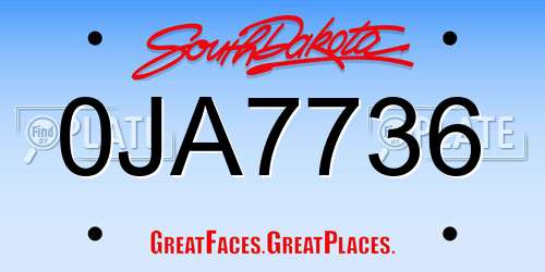 0JA7736 South Dakota License Plate