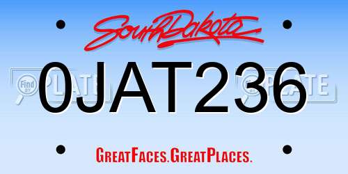 0JAT236 South Dakota License Plate