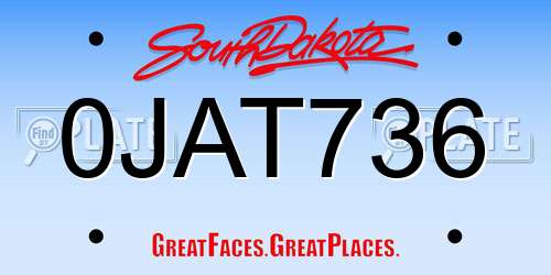 0JAT736 South Dakota License Plate
