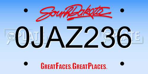 0JAZ236 South Dakota License Plate