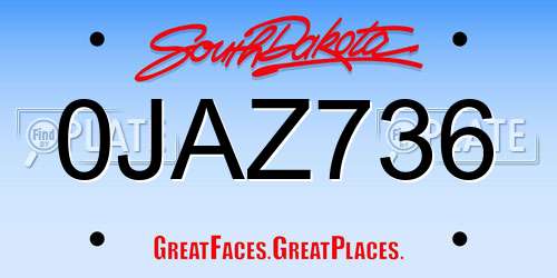 0JAZ736 South Dakota License Plate