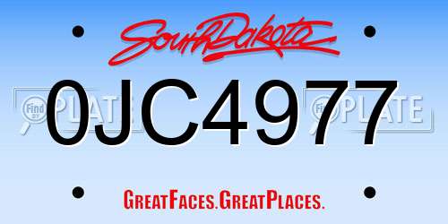 0JC4977 South Dakota License Plate
