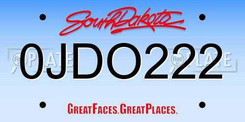 0JDO222 South Dakota License Plate