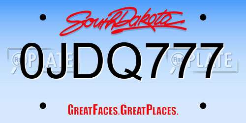 0JDQ777 South Dakota License Plate
