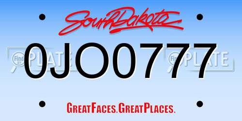 0JO0777 South Dakota License Plate