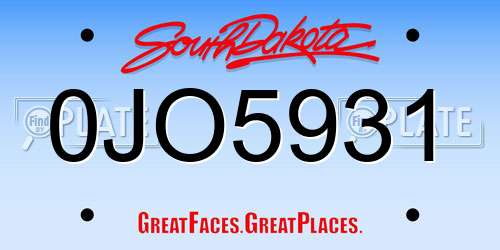 0JO5931 South Dakota License Plate