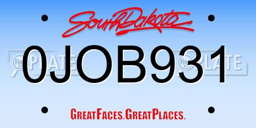 0JOB931 South Dakota License Plate