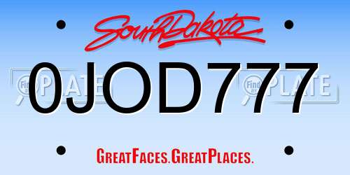 0JOD777 South Dakota License Plate