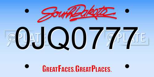 0JQ0777 South Dakota License Plate