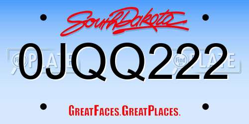 0JQQ222 South Dakota License Plate