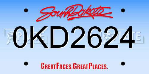 0KD2624 South Dakota License Plate