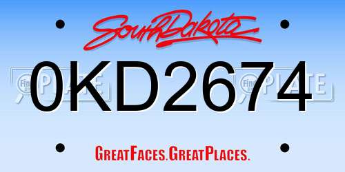 0KD2674 South Dakota License Plate
