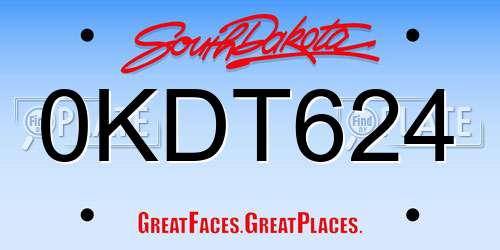 0KDT624 South Dakota License Plate