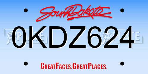 0KDZ624 South Dakota License Plate