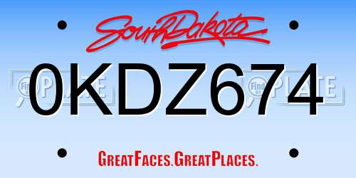 0KDZ674 South Dakota License Plate