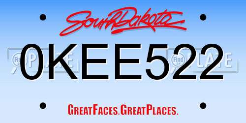 0KEE522 South Dakota License Plate