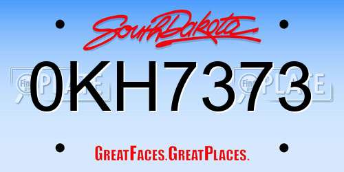 0KH7373 South Dakota License Plate