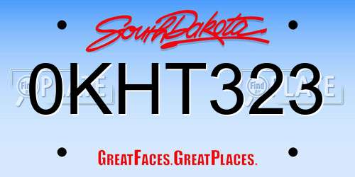 0KHT323 South Dakota License Plate