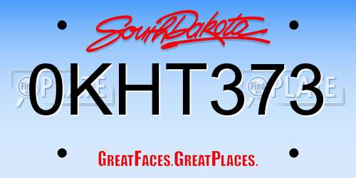 0KHT373 South Dakota License Plate