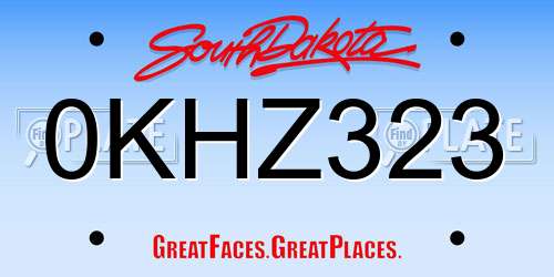 0KHZ323 South Dakota License Plate