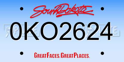 0KO2624 South Dakota License Plate