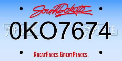 0KO7674 South Dakota License Plate