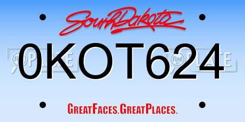 0KOT624 South Dakota License Plate