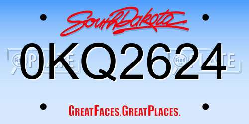 0KQ2624 South Dakota License Plate