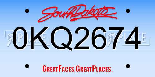 0KQ2674 South Dakota License Plate