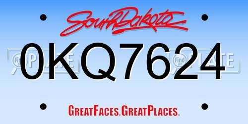0KQ7624 South Dakota License Plate