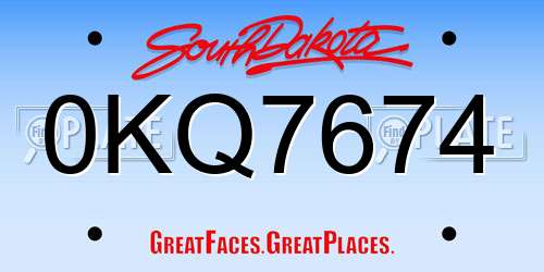 0KQ7674 South Dakota License Plate