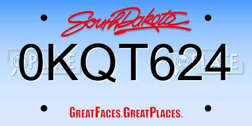 0KQT624 South Dakota License Plate