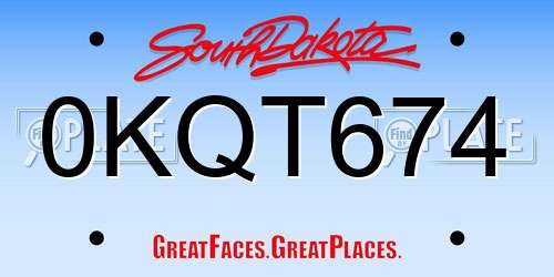 0KQT674 South Dakota License Plate