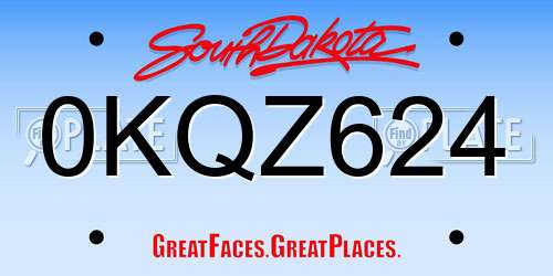 0KQZ624 South Dakota License Plate