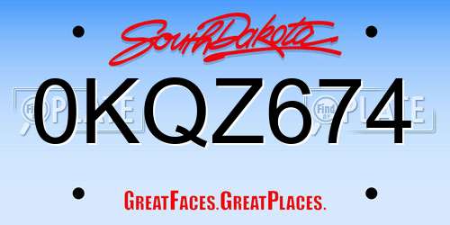 0KQZ674 South Dakota License Plate