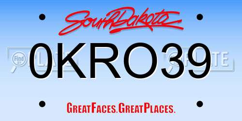 0KRO39 South Dakota License Plate