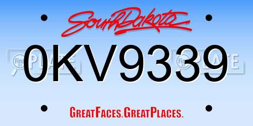0KV9339 South Dakota License Plate