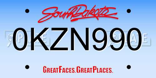 0KZN990 South Dakota License Plate