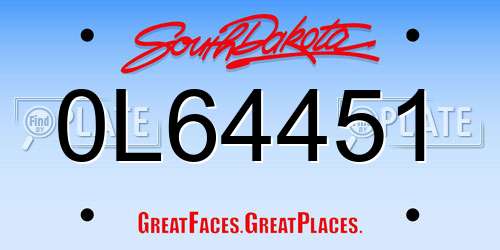 0L64451 South Dakota License Plate