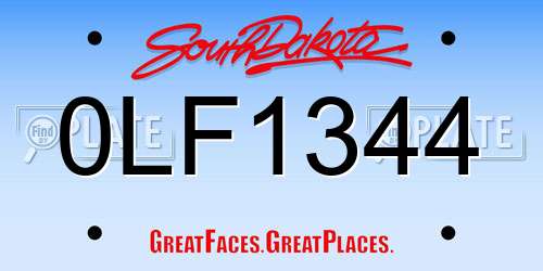0LF1344 South Dakota License Plate