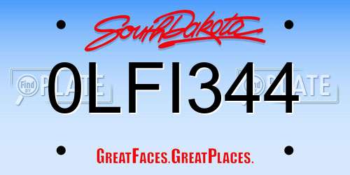 0LFI344 South Dakota License Plate