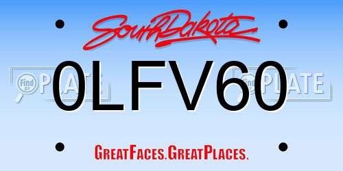 0LFV60 South Dakota License Plate