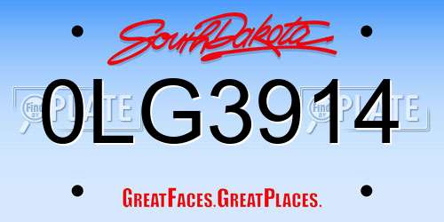 0LG3914 South Dakota License Plate
